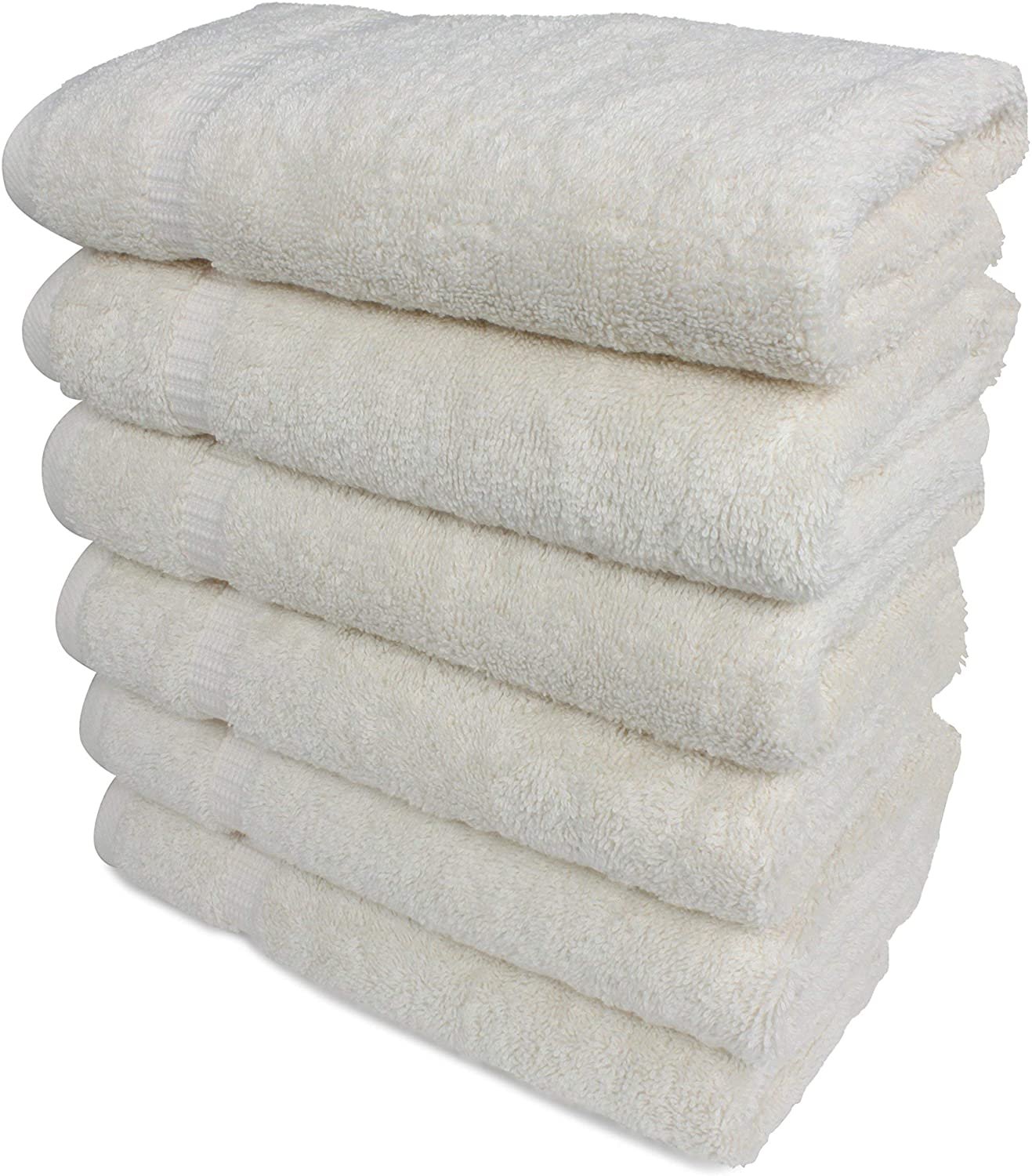 White Classic Luxury 100% Cotton Hand Towels Set of 6 - 16x30 Multi-Color