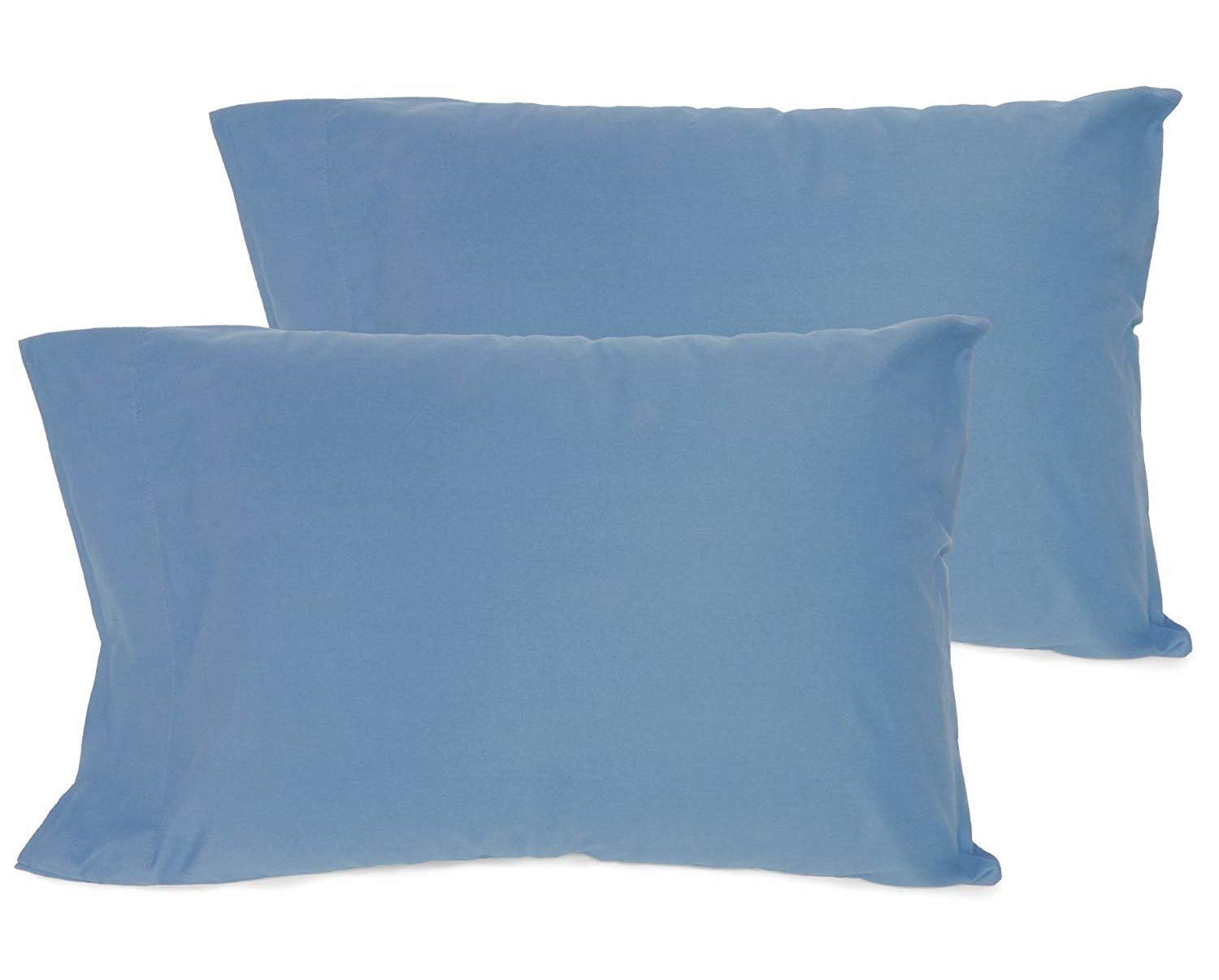 Just Linen 400 TC 100% Egyptian Cotton Percale, Solid Color, Value Pack of 4 Pillow Cases, Size: Full, Blue