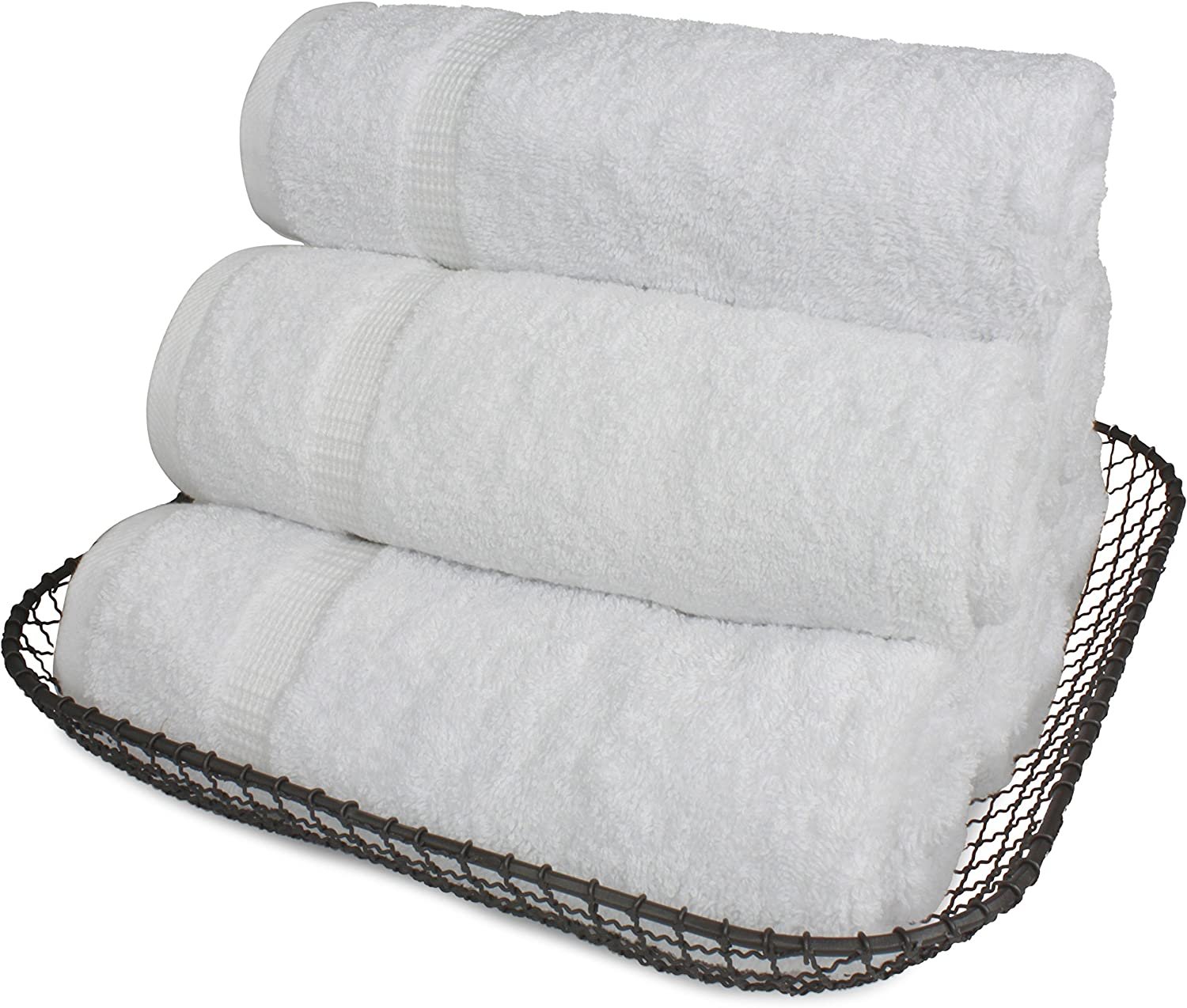 Salbakos Classic Turkish Cotton 3 Piece White Bath Sheet Set - Thick and  New