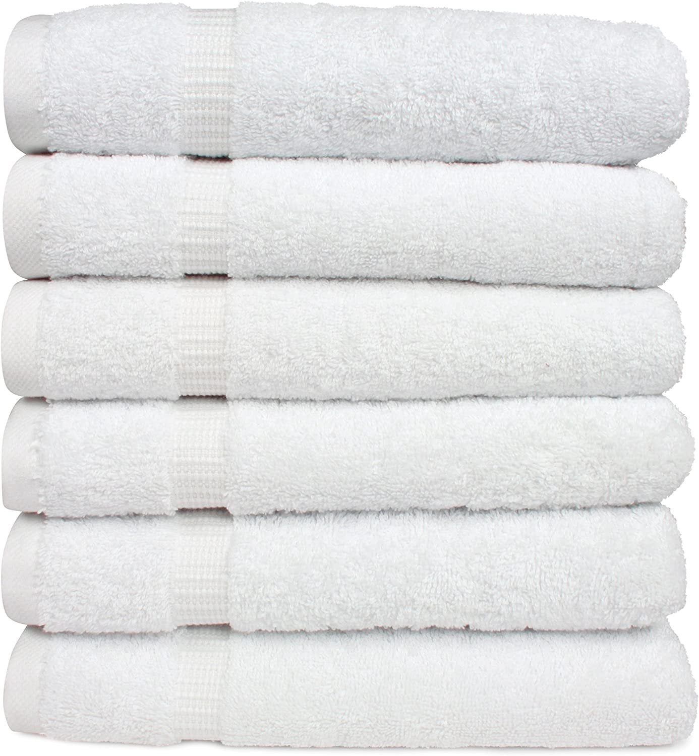White Classic Luxury 100% Cotton Hand Towels Set of 6 - 16x30 Aqua